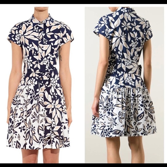 NWT Diane Von Furstenberg Navy Blue Printed Cotton Belted Scarlet - Picture 3 of 8